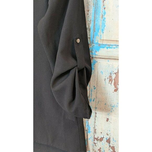 Live 4 Truth Womens Size Medium Black Gold Sheer Adjustable 3/4 Sleeves Hi Low - Picture 4 of 8